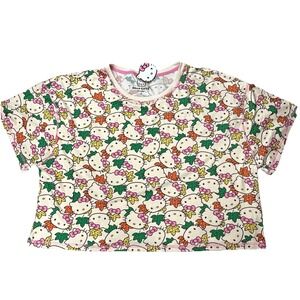 Pink Sanrio Womens Hello Kitty Pajama Sleepwear Shirt Only Plus Size 1X Crop Top